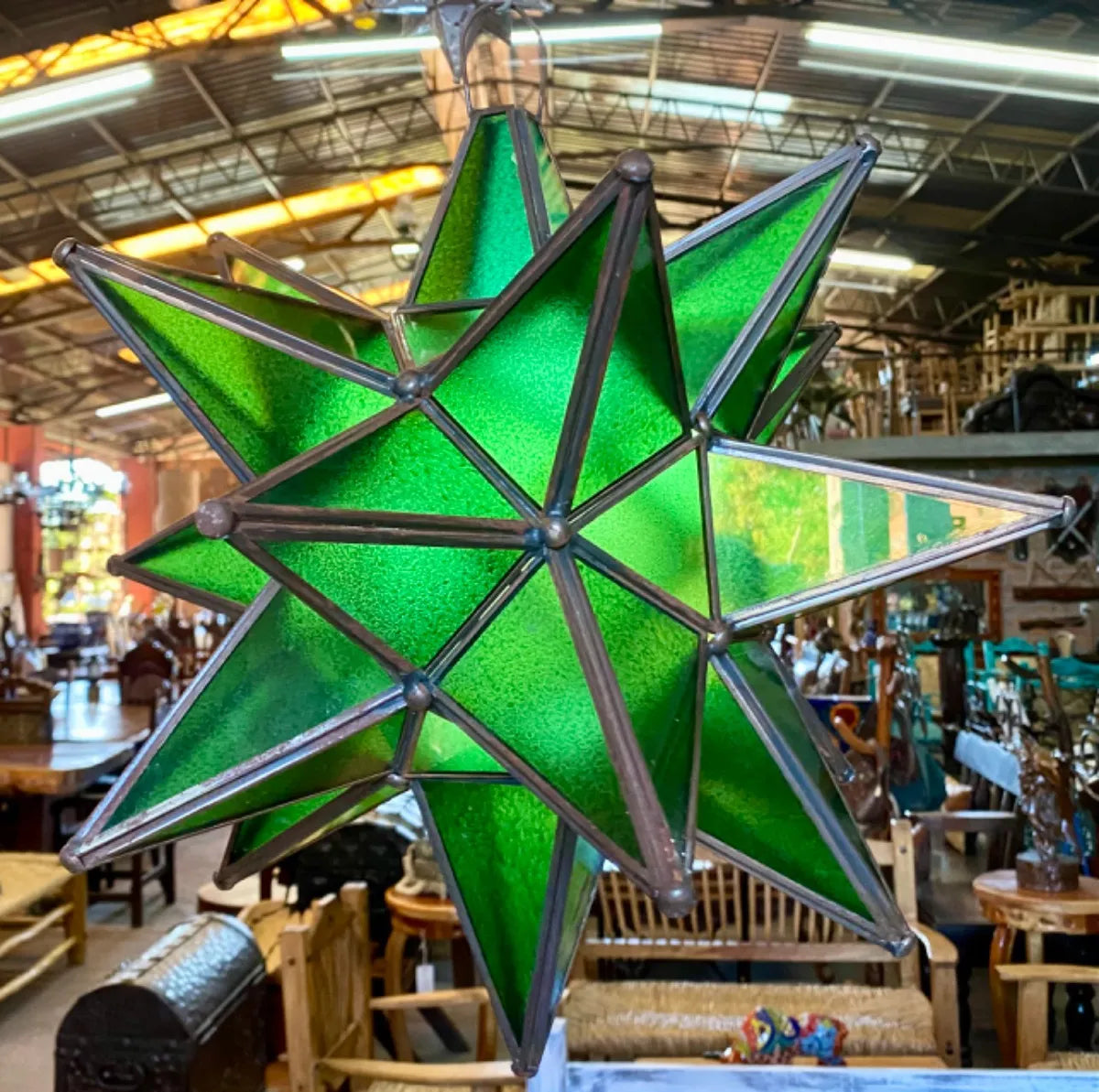 Estrella Lampara De Techo Metal Y Cristales Estilo Antiguo (Reacondicionado)