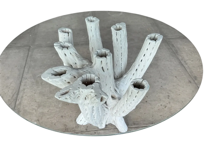 White Dining Table Base 4 to 6 Chairs Antique Cactus Wood 