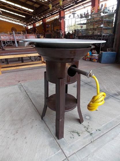 Gran Asador Freidora De Gas Y Carbon De Acero Estilo Antiguo
