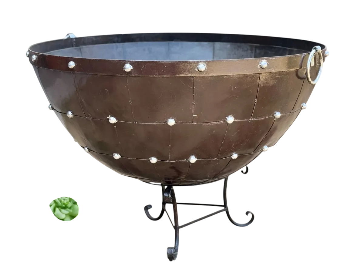 Maceta Macetero Cazo Gigante Estilo Antiguo. Con Base.