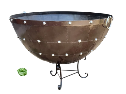 Maceta Macetero Cazo Gigante Estilo Antiguo. Con Base.