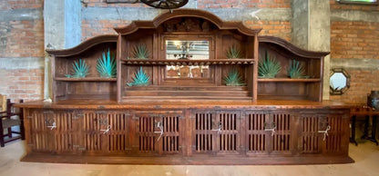 Exclusive Bar Counter Made of Antique Wood and Wrought Iron