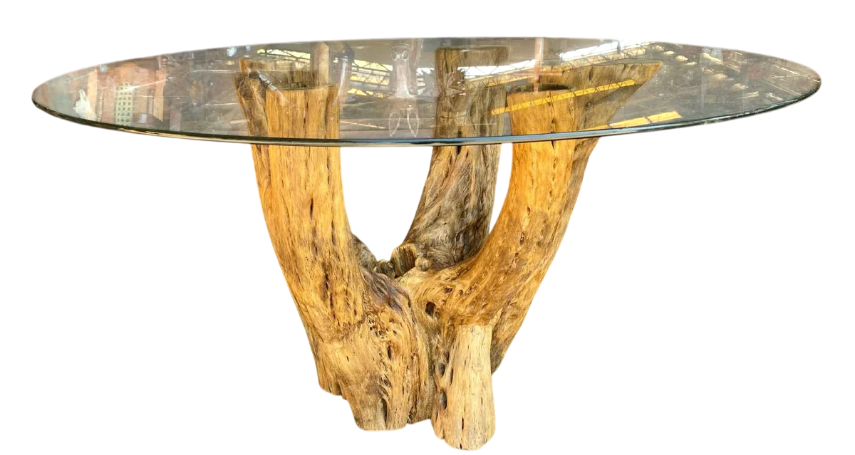 Dining Table Base 4 to 6 Chairs Cactus Wood Antique Style.