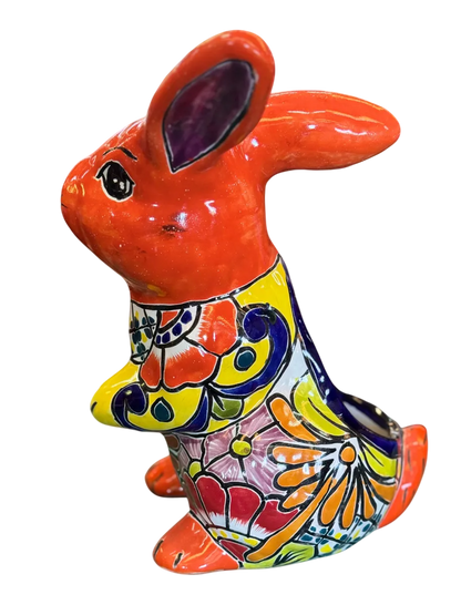 Exclusiva Maceta De Conejo En Fina Talavera. Estilo Antiguo Talaveriado Conejo