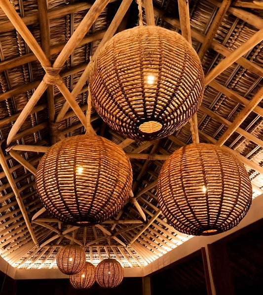 Lampara Farol Colmena Gigante Tejida A Mano Estilo Antiguo.