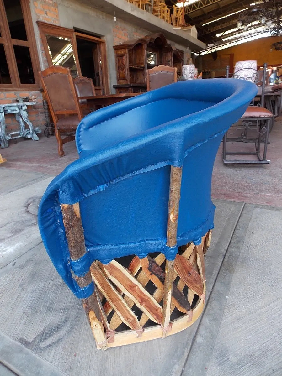 Sillon Love Seat Estilo Equipal Tradicional Azul 2 Personas.