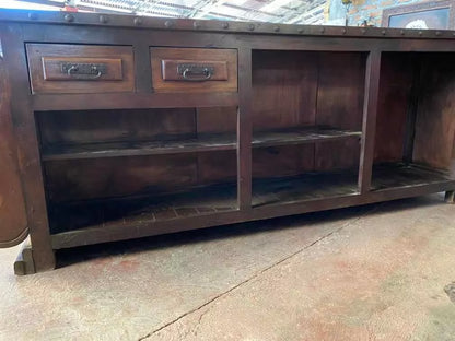 Barra Cantina De Madera Antigua De Mezquite Y Hierro Forjado