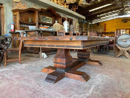 Mesa Comedor para 8 Personas Madera Mezquite Estilo Antiguo