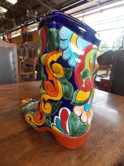 Fine Talavera Handcrafted Pot. Antique Style Boot