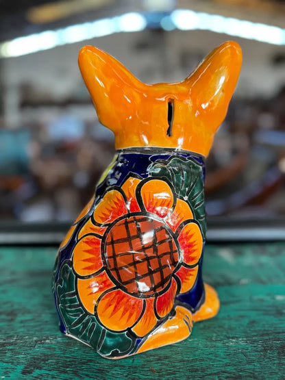 Maceta Perrito Artesanal De Talavera Fina Estilo Antiguo.