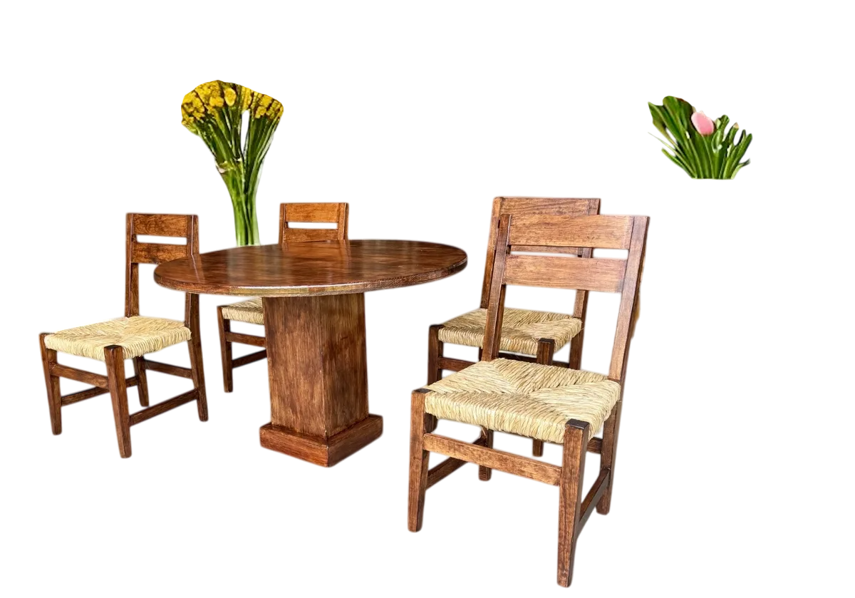 Comedor De 4 Sillas En Madera Sustentable Estilo Minimalista