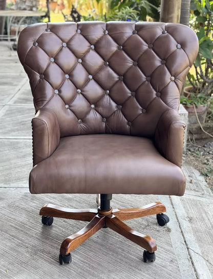 Silla Sillón Giratorio para Escritorio Estilo Antiguo