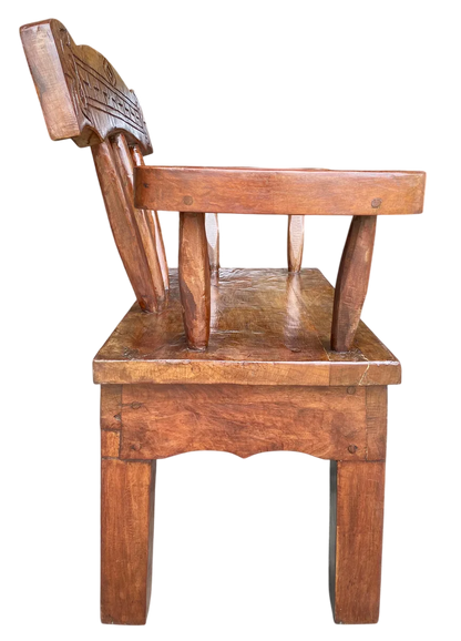 Antique and Original Hand-Carved Mesquite Wood Bench