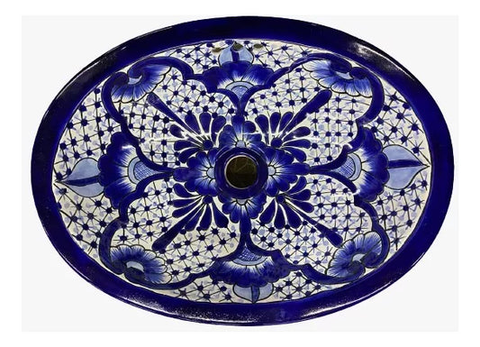 Lavabo Ovalin Chico En Talavera Fina Estilo Antiguo Mod A22
