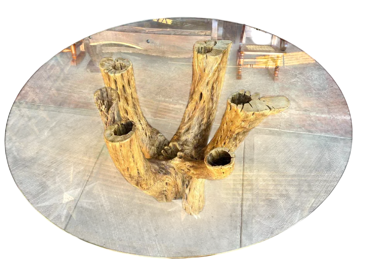 Dining Table Base 4 to 6 Chairs Cactus Wood Antique Style.