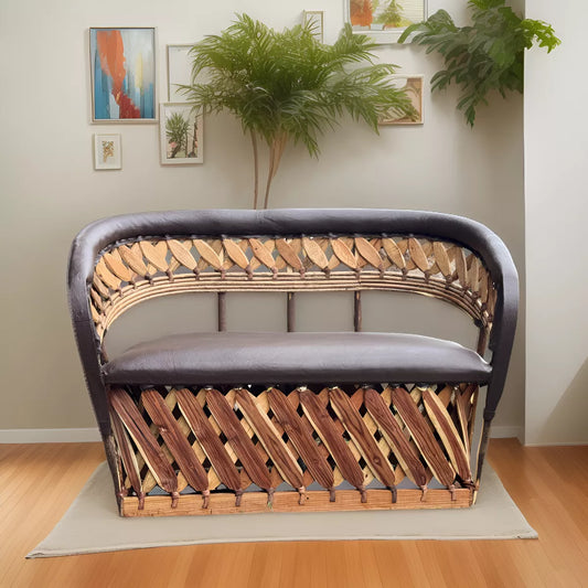 Antique Equipal Style 2 Person Love Seat Stakes.