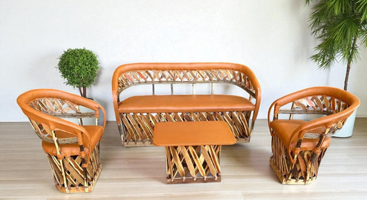 Equipal Handcrafted Room Made of Wood and Leather in an Antique Style.