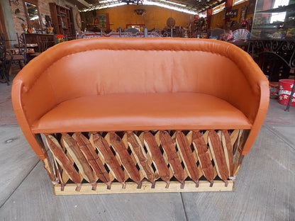 Artesanal Sillon Love Seat Equipal 2 Personas Estilo Antiguo