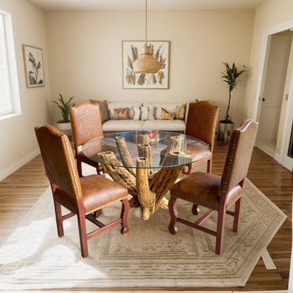 Comedor Para 4 Personas Madera De Cactus, Parota Y Piel
