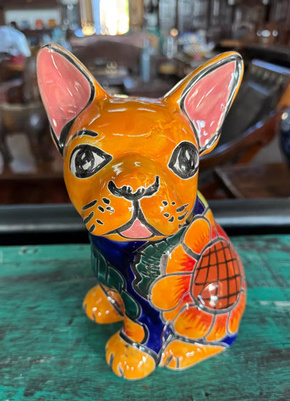 Maceta Perrito Artesanal De Talavera Fina Estilo Antiguo.