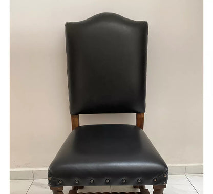 Silla Comedor Madera Mezquite Y Piel Estilo Torzal Antiguo