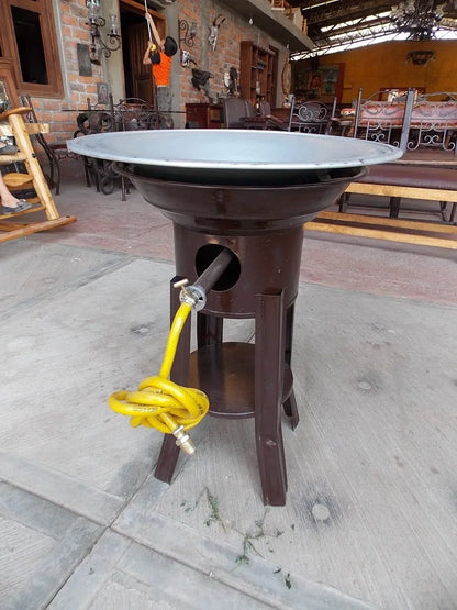 Gran Asador Freidora De Gas Y Carbon De Acero Estilo Antiguo