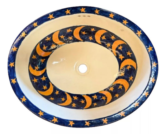 Giant Oval Sink Handmade Talavera Antique Style Luna