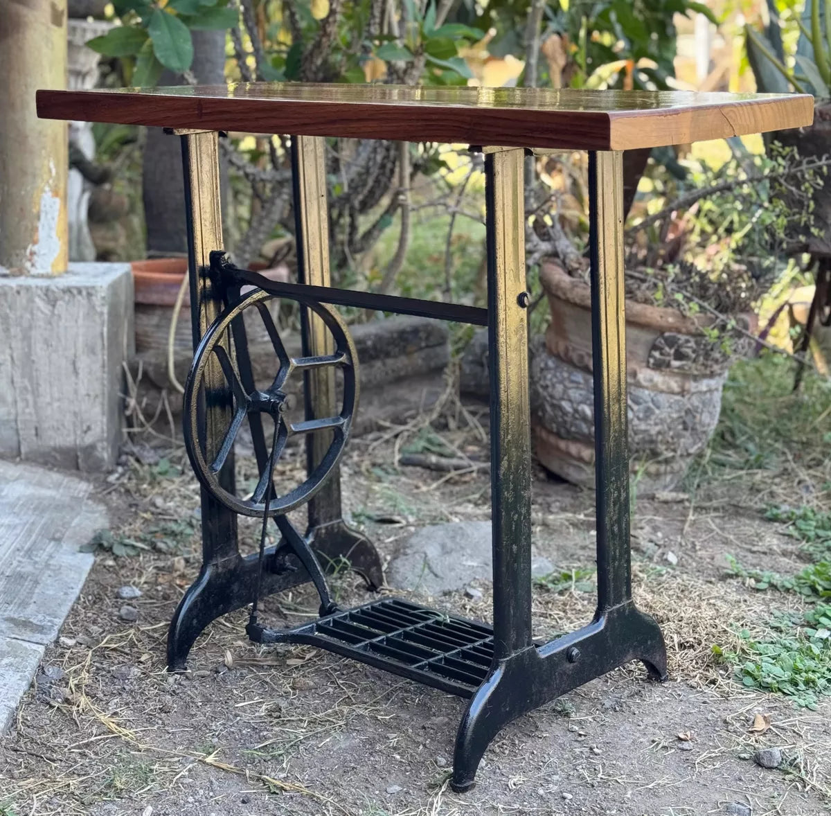 Antique Sewing Machine Pedal Base Credenza Table.