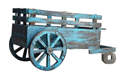 Carreta Artesanal En Madera Antigua De Encino Estilo Vintage