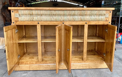 Bufetera Artesanal Madera Sustentable Y Tule. Estilo Antiguo