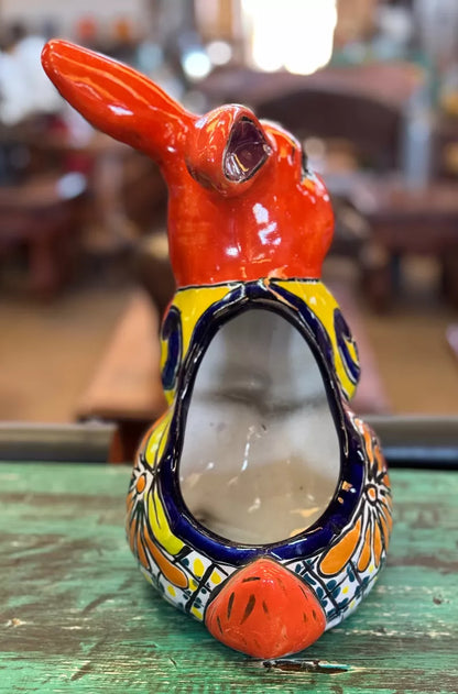 Exclusiva Maceta De Conejo En Fina Talavera. Estilo Antiguo