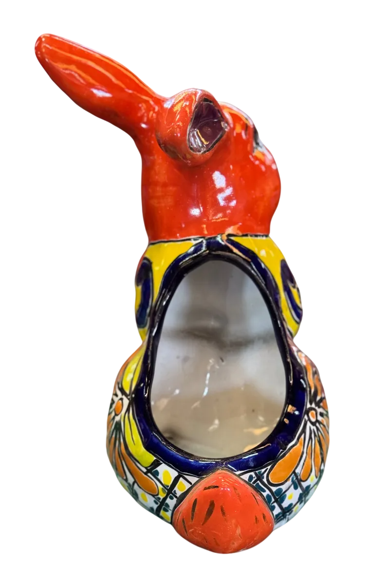 Exclusiva Maceta De Conejo En Fina Talavera. Estilo Antiguo Talaveriado Conejo