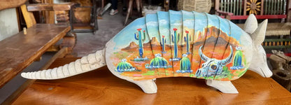 Escultura Armadillo Madera Al Óleo Estilo Antiguo Nueva 100% Oleo