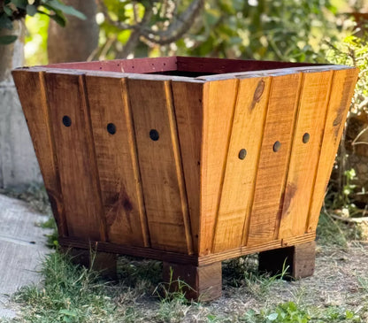 Maceta Macetero De Madera Encino Estilo Minimalista Antiguo.