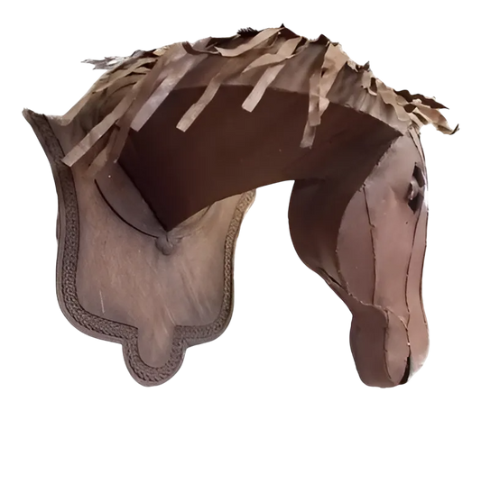 Horse Head with Wooden Shield. Antique Style.