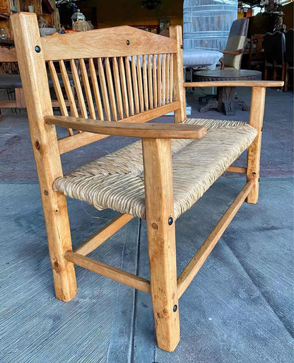 Banca Artesanal De Madera Para 2 Personas. Estilo Antiguo.