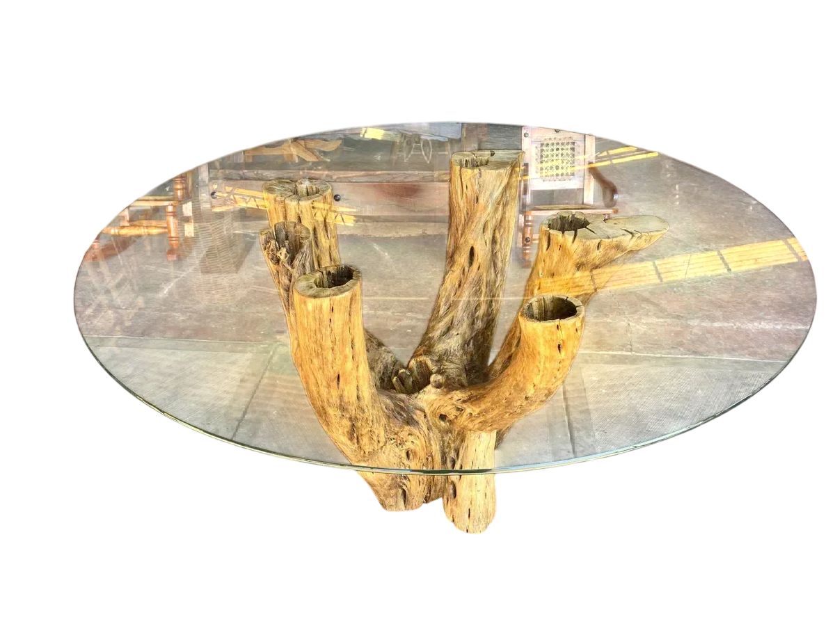Dining Table Base 4 to 6 Chairs Cactus Wood Antique Style.