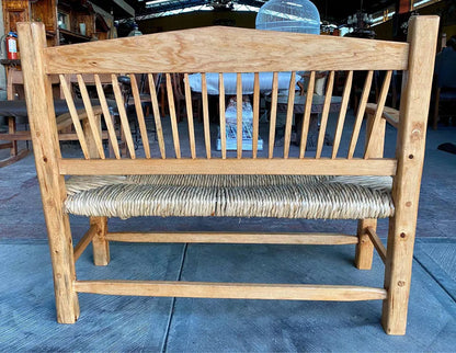 Banca Artesanal De Madera Para 2 Personas. Estilo Antiguo.