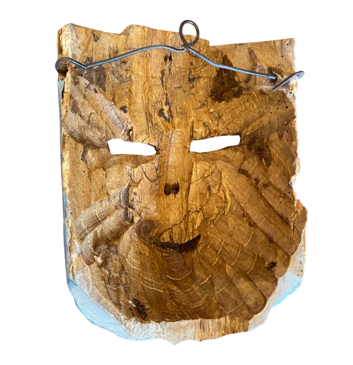 Antigua Mascara Tradicional De Madera Viejito Pintada A Mano