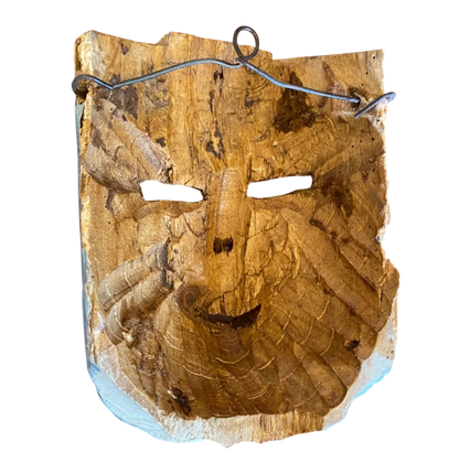 Antigua Mascara Tradicional De Madera Viejito Pintada A Mano