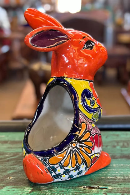 Exclusiva Maceta De Conejo En Fina Talavera. Estilo Antiguo