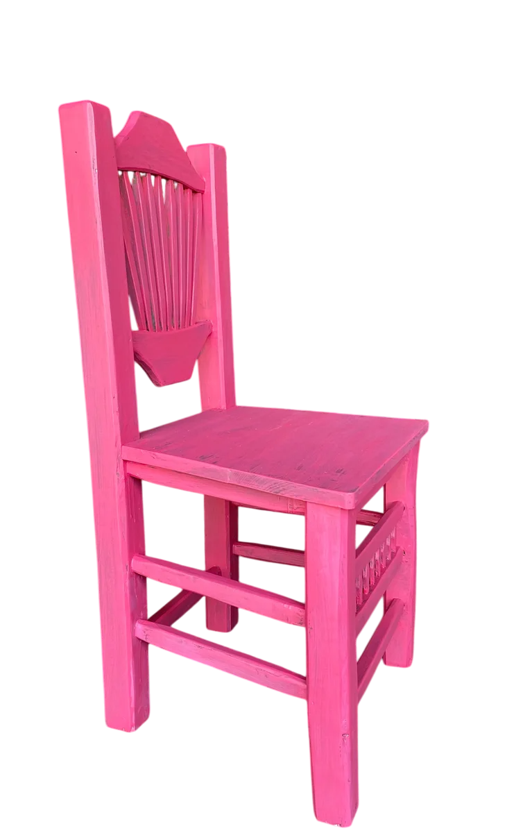 Silla Artesanal Rosa De Madera Sustentable Estilo Antiguo
