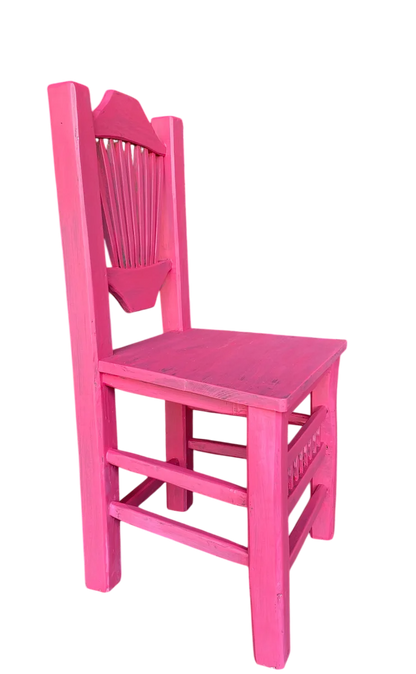Silla Artesanal Rosa De Madera Sustentable Estilo Antiguo