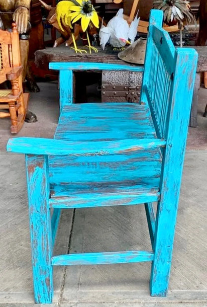 Banca En Madera Sustentable para 2 Personas Turquesa Vintage Turqueza Vintage