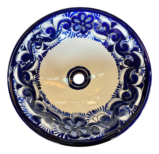 Lavabo Redondo Tazon Sobreponer Talavera Estilo Antiguo Ayb2