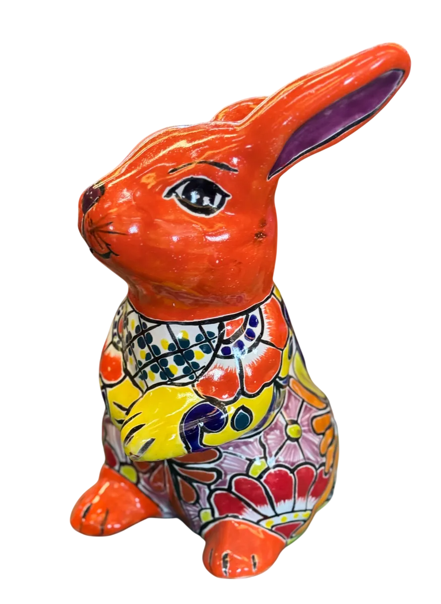 Exclusiva Maceta De Conejo En Fina Talavera. Estilo Antiguo Talaveriado Conejo