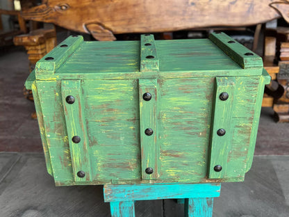 Baúl De Madera Vintage Estilo Ferrocarril Antiguo