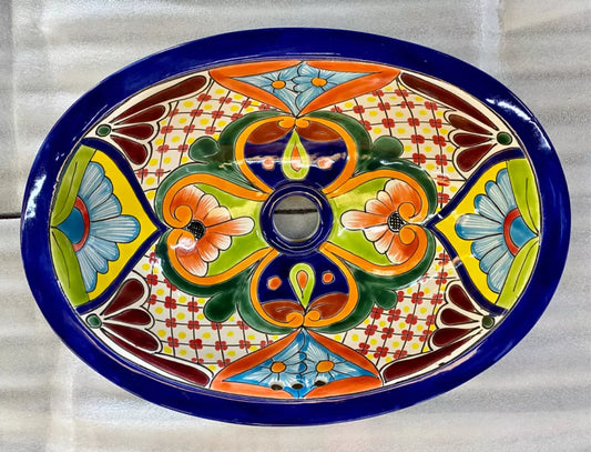 Lavabo Ovalin Chico De Talavera Estilo Antiguo. Mod T1378
