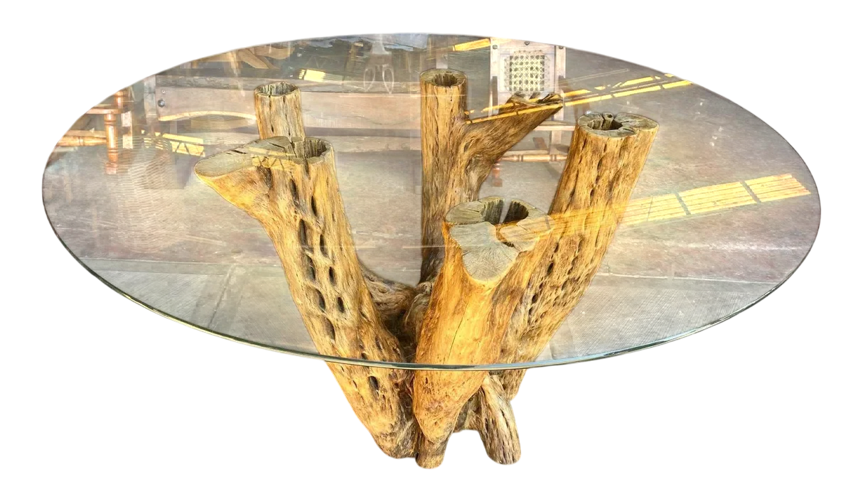 Dining Table Base 4 to 6 Chairs Cactus Wood Antique Style.