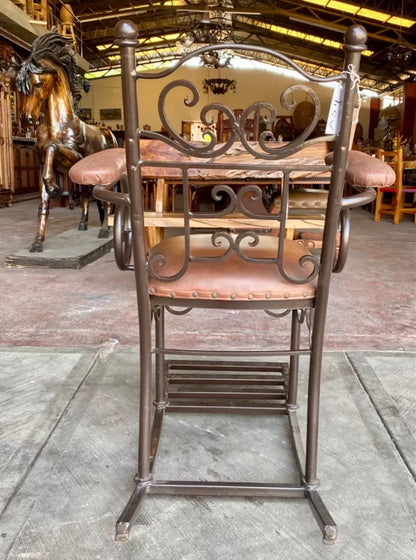 Silla Mecedora De Hierro Forjado Y Madera Estilo Antiguo
